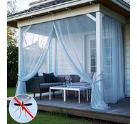 set de 2 rideaux Moustiquaire extérieure, Moustiquaire Pavillon,Moustiquaire réglable Terrasse Jardin,Bleu L160xH213cm