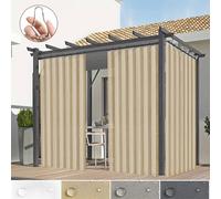 set de 2 rideaux Outdoor imperméables à œillets Crochets, Rideau extérieur de terrasse Protection solaire Protection visuelle Jardin Pavillon Balcon, L140xH200cm Beige