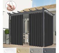 set de 2 rideaux Outdoor imperméables à œillets Crochets, Rideau extérieur de terrasse Protection solaire Protection visuelle Jardin Pavillon Balcon, L140xH200cm Gris foncé