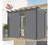 set de 2 rideaux Outdoor imperméables à œillets Crochets, Rideau extérieur de terrasse Protection solaire Protection visuelle Jardin Pavillon Balcon, L140xH200cm Gris
