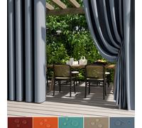 set de 2 rideaux Outdoor résistants aux intempéries et étanches aux œillets, rideau de terrasse extérieur, pare-soleil, pare-vent, pare-vue Pavillon Balcon, L132xH274cm Gris