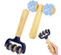 Set de 2 Rouleaux de Massage en Bois avec Poignées, Rouleaux Musculaires pour les Jambes, Rouleau de Massage pour les Pieds pour Soulager les Douleurs aux Jambes, Hanches, Épaules et Bras