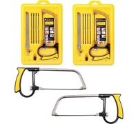 set de 2 scies à métaux manuelles | Scie à main multifonctionnelle pour le camping et l'extérieur | Scie à fil polyvalente 7 en 1 | Scie à onglets avec 6x lames pour le métal, le verre, le carrelage e