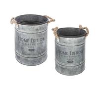 Set de 2 seaux métal gris D19 23cm - Atmosphera createur d'interieur