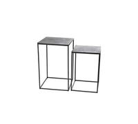 Set de 2 sellettes carrées en fonte d'aluminium noir - - Noir - Fonte D'aluminium