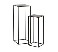 Set de 2 sellettes carrées métal noir moderne