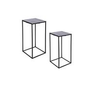 Set de 2 sellettes carrées noires 38x74 et 30x64 cm - - Noir - Métal