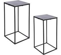 Set de 2 sellettes carrées noires 38x74 et 30x64 cm - Table Passion - Noir - Métal Noir G