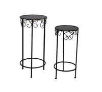 Set de 2 sellettes Rondes en métal Marron Ht.60-70 cm