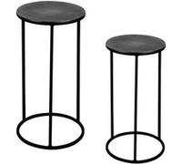 Set de 2 sellettes rondes noires 41 et 33 cm - - Noir - Métal