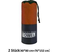 set de 2 serviettes de sport pour la plage avec poche en filet, serviette de fitness, taille : 40x80+76x152 cm, orange