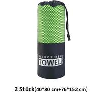 set de 2 serviettes de sport pour la plage avec poche en filet, serviette de fitness, taille : 40x80+76x152 cm, vert