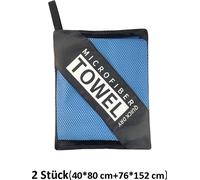 set de 2 serviettes de sport pour la plage avec poche filet rectangulaire, serviette de fitness, taille : 40x80+76x152 cm, bleu clair