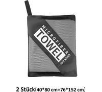 set de 2 serviettes de sport pour la plage avec poche filet rectangulaire, serviette de fitness, taille : 40x80+76x152 cm, gris