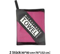 set de 2 serviettes de sport pour la plage avec poche filet rectangulaire, serviette de fitness, taille : 40x80+76x152 cm, rose