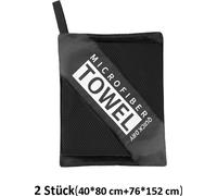 set de 2 serviettes de sport pour la plage avec poche filet rectangulaire, serviette de sport Fitness, taille : 40x80+76x152 cm, noir