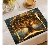 Set De 2 Sets De Table Lavables pour Enfant - Motif Arbre Ancien - 45 X 30 Cm - Arbre Lumineux Sets De Table - Décoration pour La Cuisine, La Fête, Vacances