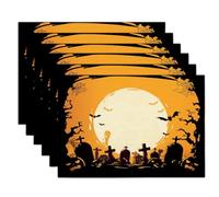 Set de 2 Sets de Table Thème d'halloween | Chauves-Souris du cimetière - 30x45cm - Sets de Table lavables pour Les Vacances - Sets de Table pour la Cuisine et Les fêtes - Décoration