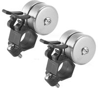 set de 2 sonnettes de vélo fort | Cloche de vélo VTT - couleur : argent | Sonnette à main universelle | E-Bike, Citybike klaxon de vélo au guidon | Corne de vélo de course avec son fort | Cloche de gu