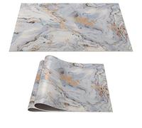 Set de 2 sous-plats ANRO en PVC, antidérapants, résistants à la chaleur, décoration pour table à manger intérieure et extérieure, 30x45cm, marbre argenté et gris