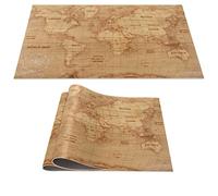 Set de 2 sous-plats ANRO en PVC résistants à la chaleur et antidérapants - Décoration de table pour l'intérieur et l'extérieur - Carte du monde - 30x45cm - Marron