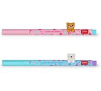Set De 2 Stylos Gel Lovely Friends, Édition Limitée, Animaux Décoratifs Amovibles Et Recombinables, Évite De Rouler, Encre Bleu Clair Et Violette, Pointe Fine 0,5 Mm