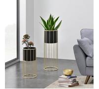 Set de 2 Supports de Plante Mortsel Doré Noir - EN.CASA - Meuble de séjour - Métal - Lot de 2