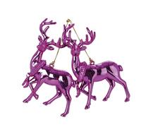 Set de 2 Suspensions Renne - Couleur Fuchsia - H12,5 x 7,5Cm