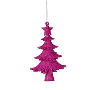 Set de 2 Suspensions Sapin Pailletées - Fuschia - H13.5Cm