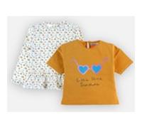 Set de 2 t-shirts en coton BIO, jaune moutarde/écru 2Y