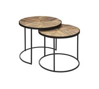 Atmosphera - Tables gigognes Basile - métal et manguier - Noir et Bois