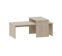 [en.casa] Set de 2 Tables Basses Gigognes de Tailles Différentes Ensemble de 2 Tables d'Appoint Design Intemporel pour Salon Chambre Panneau de Particules Mélaminé Travertin