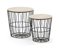 Set de 2 Tables Basses Guili,Plateau en placage de Bois Naturel et Structure en métal