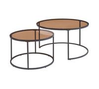 Set de 2 tables basses Kokkola gigognes verre fumé marron