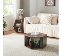 [en.casa] Ensemble de 2 Tables Basses Polyvalentes Set de 2 Tables d'Appoint avec Compartiment de Rangement Lot de 2 Bouts de Canapé Panneau de Particules Noir Effet Noyer