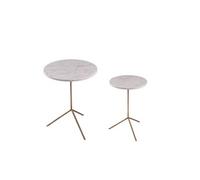 Set de 2 tables basses rondes blanches en marbre - - Blanc - Marbre