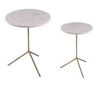 Set de 2 tables basses rondes blanches en marbre - - Blanc - Marbre