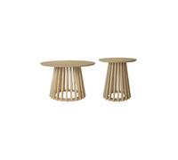 sweeek - Set de 2 Tables Basses Rondes Plateau Effet Bois chêne et Pieds en Bois de Sapin. Ø40cm et Ø60cm