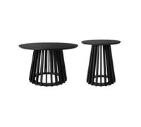 sweeek - Set de 2 Tables Basses Rondes Plateau Effet Bois Noir et Pieds en Bois de Sapin. Ø40cm et Ø60cm