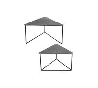 Set de 2 tables basses triangle en métal argenté, longueurs des plateaux de 80 e - - Argent - Métal