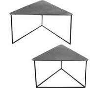 Set de 2 tables basses triangle en métal argenté, longueurs des plateaux de 80 e - - Argent - Métal