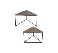 Set de 2 tables basses triangle en métal doré, longueurs des plateaux de 80 et 6 - - Or - Métal