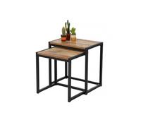 Set de 2 tables d'appoint - Riverside - Noir et chêne