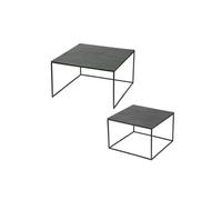 Set de 2 tables en nickel carrées de côtés 70 cm et 56 cm - - Gris - Métal