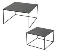 Set de 2 tables en nickel carrées de côtés 70 cm et 56 cm - Table Passion - Gris - Métal Gris G
