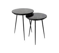 Set de 2 tables gigogne en marbre bicolore Lenai D 45.5 cm Bicolore G