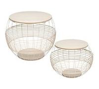 Set de 2 tables métal et rotin Juline Atmosphera Blanc G