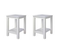 Set de 2 tabourets de table en pin massif blanc