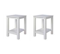 Set de 2 tabourets de table en pin massif blanc