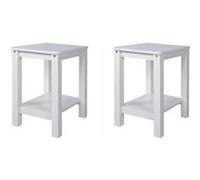 Set De 2 Tabourets De Table En Pin Massif Blanc